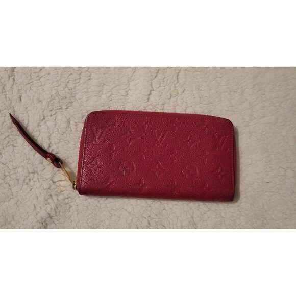 Authentic Louis Vuitton Monogram Implant Zippy Wallet Red - Picture 1 of 14